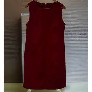 Talbots Cranberry Red Wool Crepe Blend Sheath Lined Career Dress Sz. 10